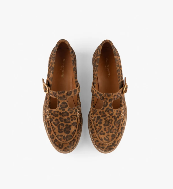 Bottines marron en cuir grainé Maison Toufet avec semelle contrastée